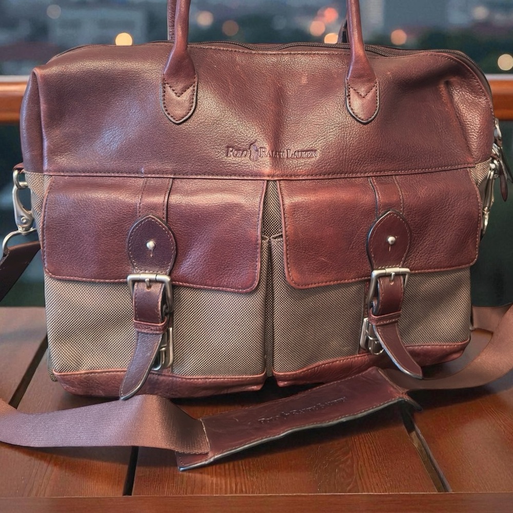 Vintage Polo by Ralph Lauren mahogany leather messenger bag breifcase